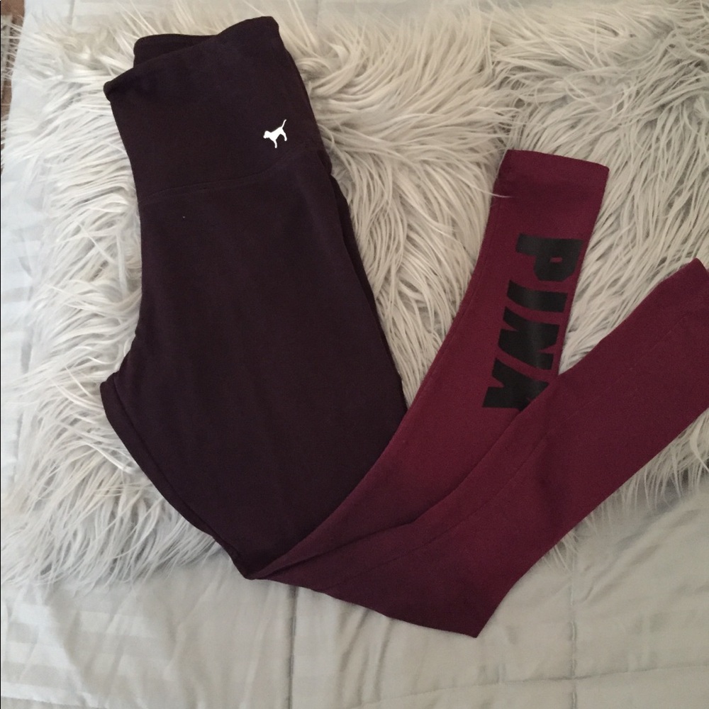 Pink leggings and long sleeve shirt athletic wear